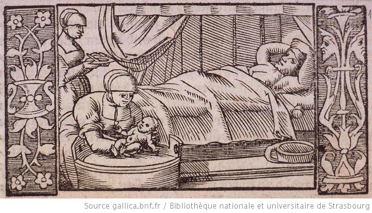 Le bain du nouveau-né (TR), 1554, Alsace, Bibliothèque nationale et universitaire de Strasbourg, NIM32842, Gallica